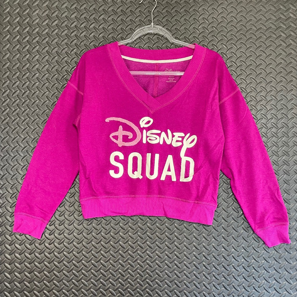 Vintage Y2k Disney Squad V Neck Purple Pullover Casual Sweater Women's Size Xs